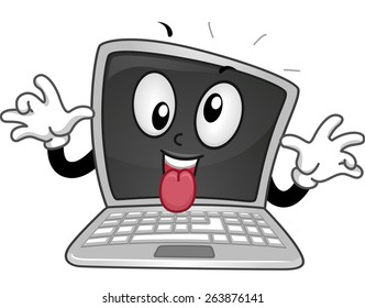 Mascot Illustration of a Laptop Telling a Joke