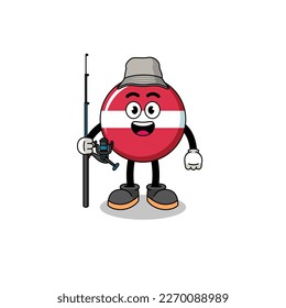 Mascot Illustration of latvia flag fisherman , character design