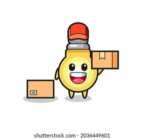 Mascot Illustration of light bulb as a courier , cute style design for t shirt, sticker, logo element