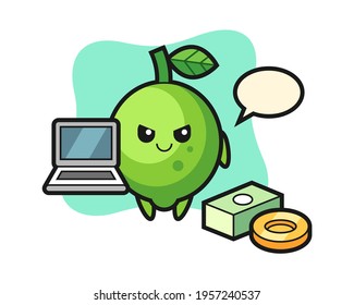 Mascot illustration of lime as a hacker, cute style design for t shirt, sticker, logo element