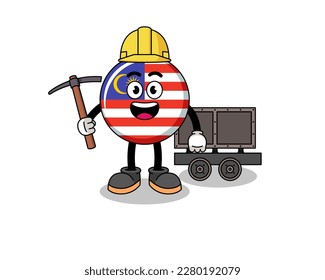 Mascot Illustration of malaysia flag miner , character design