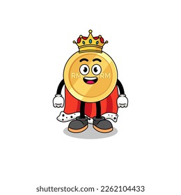 Ilustración de mascota del rey del ringgit malasio, diseño de carácter