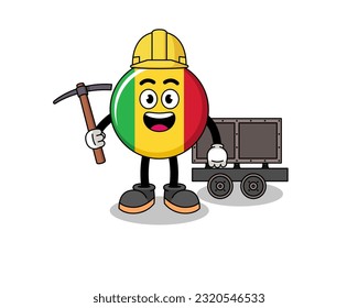 Mascot Illustration of mali flag miner , character design