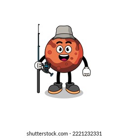 Mascot Illustration of mars planet fisherman , character design