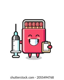 Mascot Illustration of matches box as a doctor , cute design