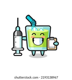 Mascot Illustration of melon juice as a doctor , cute style design for t shirt, sticker, logo element