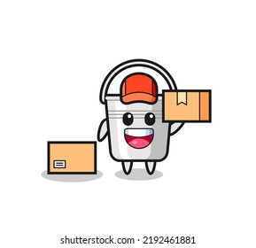 Mascot Illustration of metal bucket as a courier , cute style design for t shirt, sticker, logo element