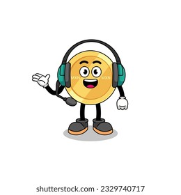 Mascot Illustration of mexican peso as a customer services , character design