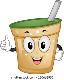 Mascot Illustration of a Milk Tea Giving a Thumbs Up