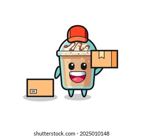 Mascot Illustration of milkshake as a courier , cute style design for t shirt, sticker, logo element