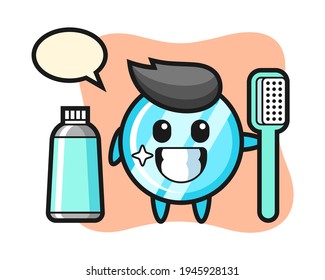 Mascot illustration of mirror with a toothbrush, cute style design for t shirt, sticker, logo element