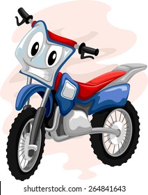 Mascot Illustration of a Motocross Bike Grinning Mischievously