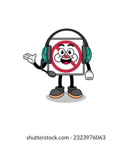 Mascot Illustration of no bicycles road sign as a customer services , character design