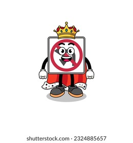 Mascot Illustration of no left or U turn road sign king , character design