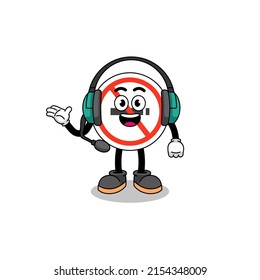 Mascot Illustration of no smoking sign as a customer services , character design