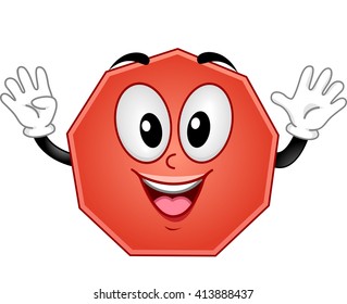 Mascot Illustration of a Nonagon Showing Nine Fingers