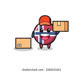 Mascot Illustration of norway flag badge as a courier , cute style design for t shirt, sticker, logo element