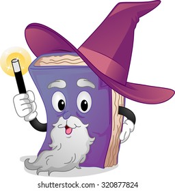 Mascot Illustration of an Old Book Dressed as a Wizard