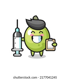 Mascot Illustration of olive as a doctor , cute style design for t shirt, sticker, logo element