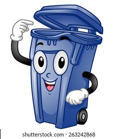 Mascot Illustration of an Open Trash Can Pointing to Itself