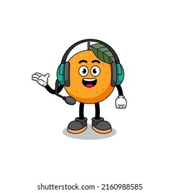 Mascot Illustration of orange fruit as a customer services , character design