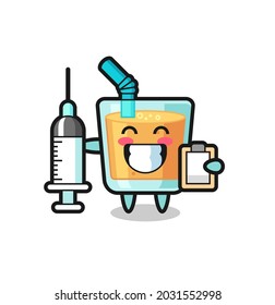 Mascot Illustration of orange juice as a doctor , cute style design for t shirt, sticker, logo element