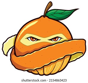 Mascot illustration with orange ninja isolated on white background.