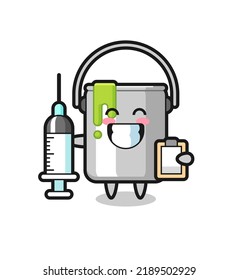 Mascot Illustration of paint tin as a doctor , cute style design for t shirt, sticker, logo element