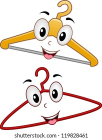 Mascot Illustration of a Pair of Hangers Smiling Happily