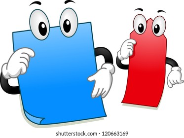 Mascot Illustration of a Pair of Sticky Notes