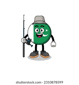Mascot Illustration of pakistan flag fisherman , character design