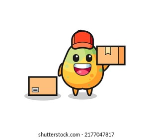Mascot Illustration of papaya as a courier , cute style design for t shirt, sticker, logo element