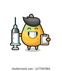Mascot Illustration of papaya as a doctor , cute style design for t shirt, sticker, logo element