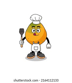 Mascot Illustration of papaya fruit chef , character design