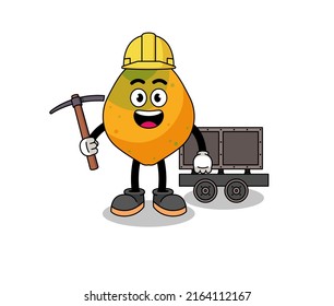 Mascot Illustration of papaya fruit miner , character design