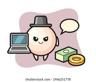 Mascot illustration of pearl as a hacker, cute style design for t shirt, sticker, logo element