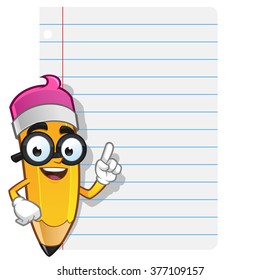 Mascot Illustration of a Pencil he has a piece of paper to put text