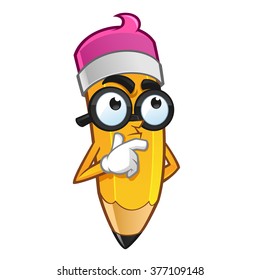 Mascot Illustration of a Pencil he is thinking