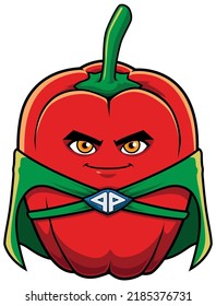 Mascot illustration with pepper superhero isolated on white background.