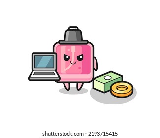 Mascot Illustration of perfume as a hacker , cute style design for t shirt, sticker, logo element