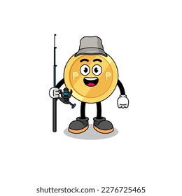 Mascot Illustration of philippine peso fisherman , character design
