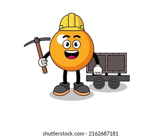 Mascot Illustration of ping pong ball miner , character design