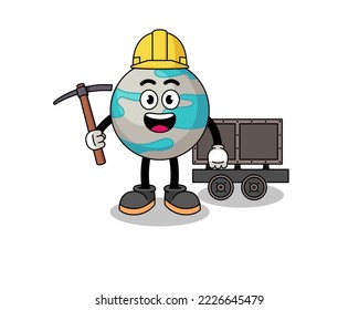 Mascot Illustration of planet miner , character design