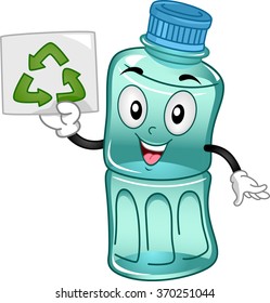Ilustración en mascota de una botella de plástico que promueve la importancia del reciclaje