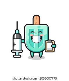 Mascot Illustration of popsicles as a doctor , cute design