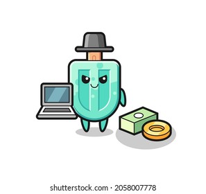Mascot Illustration of popsicles as a hacker , cute design