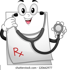 Mascot Illustration of a Prescription Pad Wearing a Stethoscope