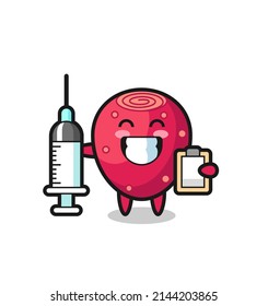 Mascot Illustration of prickly pear as a doctor , cute design
