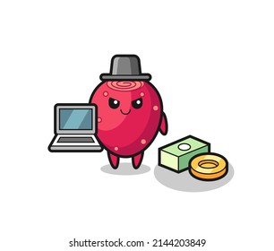 Ilustración mascota de peras espinosas como hacker , diseño lindo