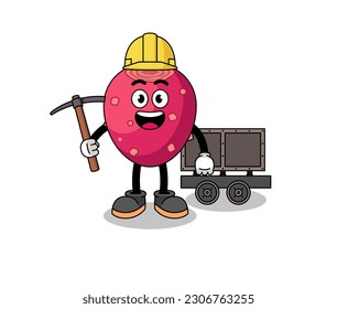 Mascot Illustration of prickly pear miner , character design